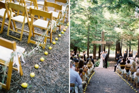  lemons lining the aisle at their outdoor wedding so brilliant i found 